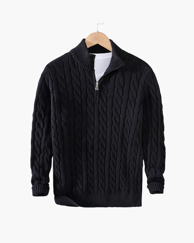 François | Pull Zippé en Maille Torsadée