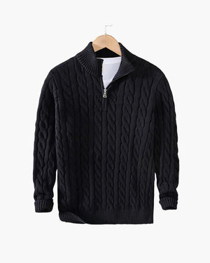 François | Pull Zippé en Maille Torsadée