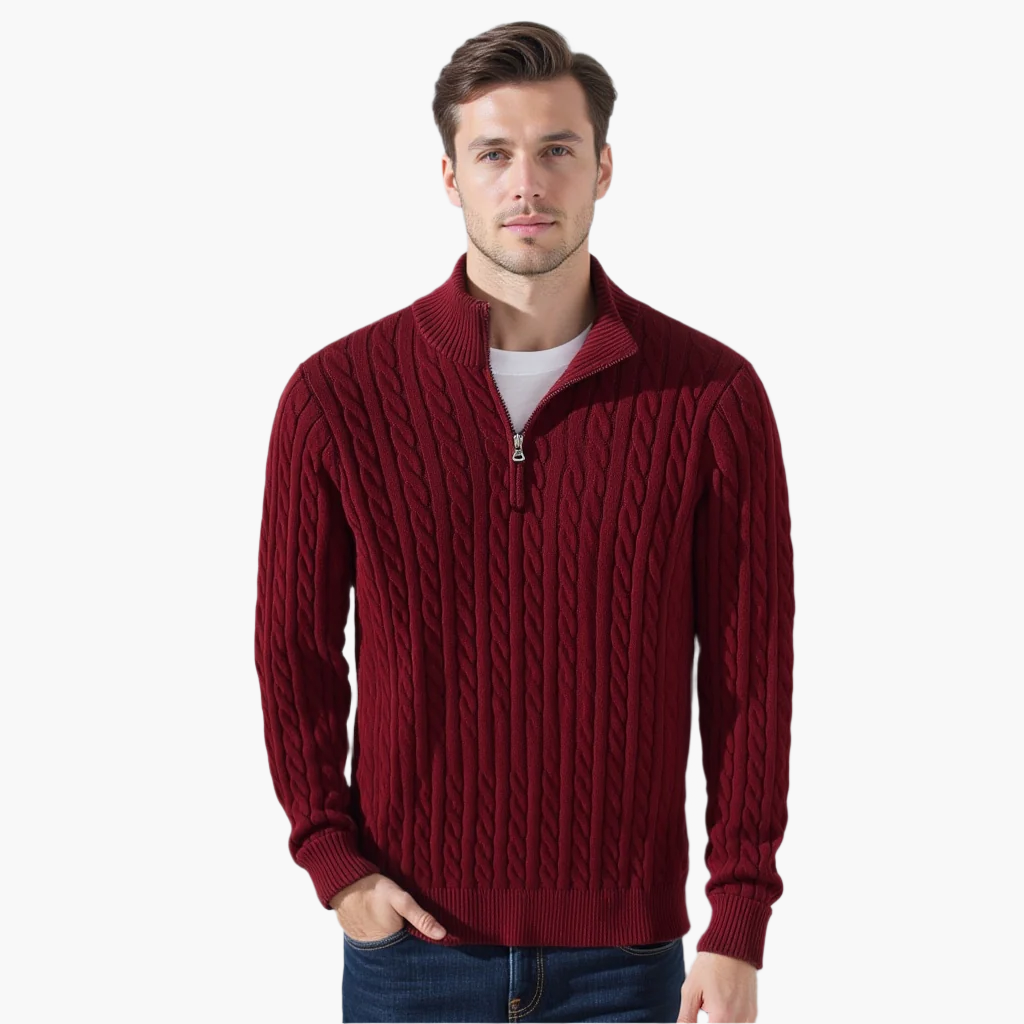 François | Pull Zippé en Maille Torsadée
