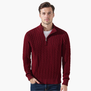 François | Pull Zippé en Maille Torsadée