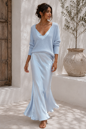 Pauline | Robe Satin Élégante avec Pull