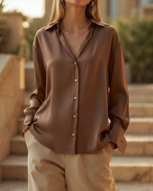Améliane | Chemise Élégante en Satin pour Femme