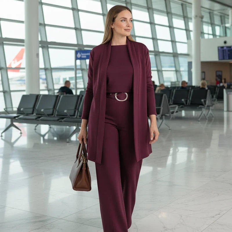 Arielle | Ensemble 3 Pièces avec Top, Gilet Long et Pantalon Large