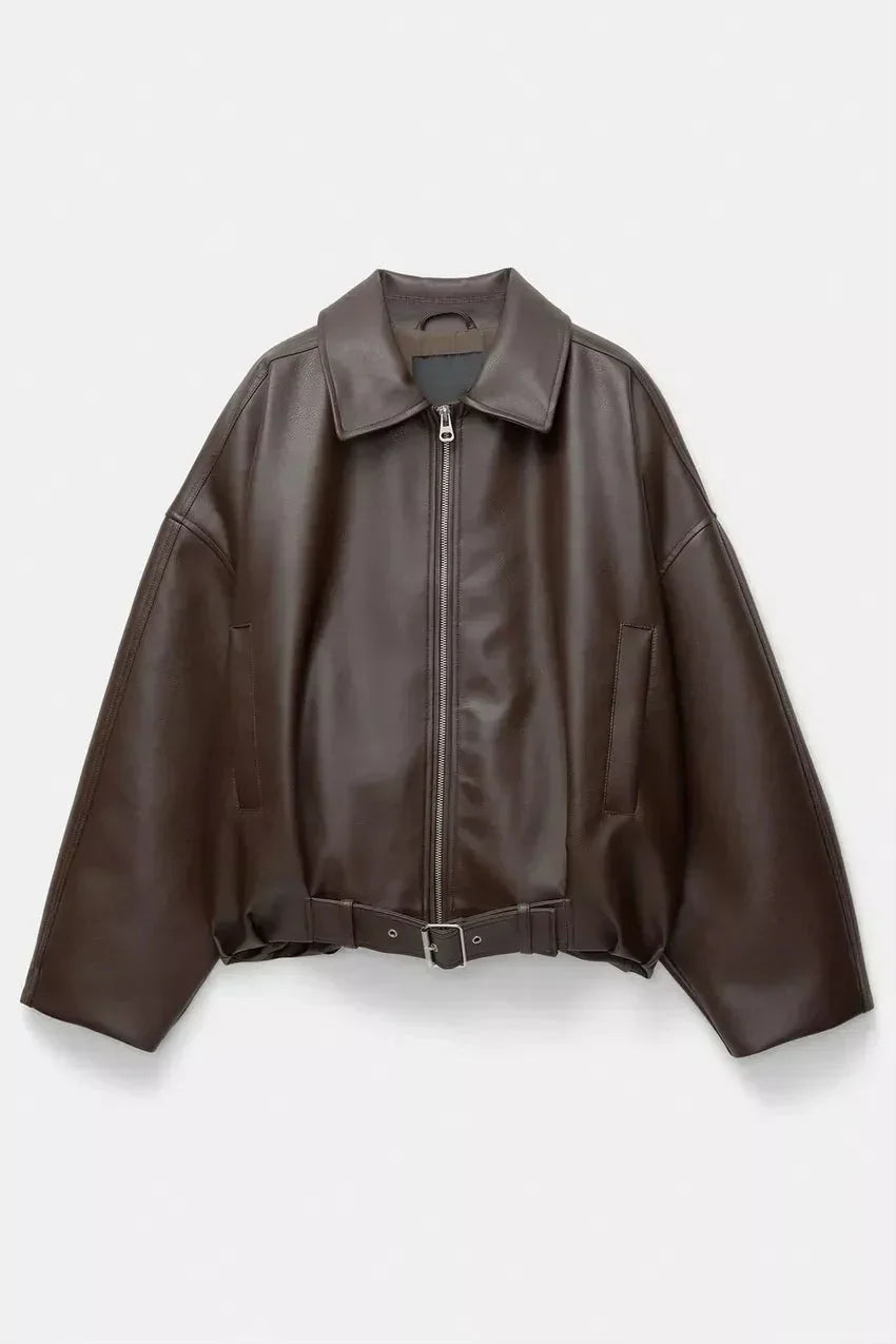 Sacha | Veste en Cuir Marron