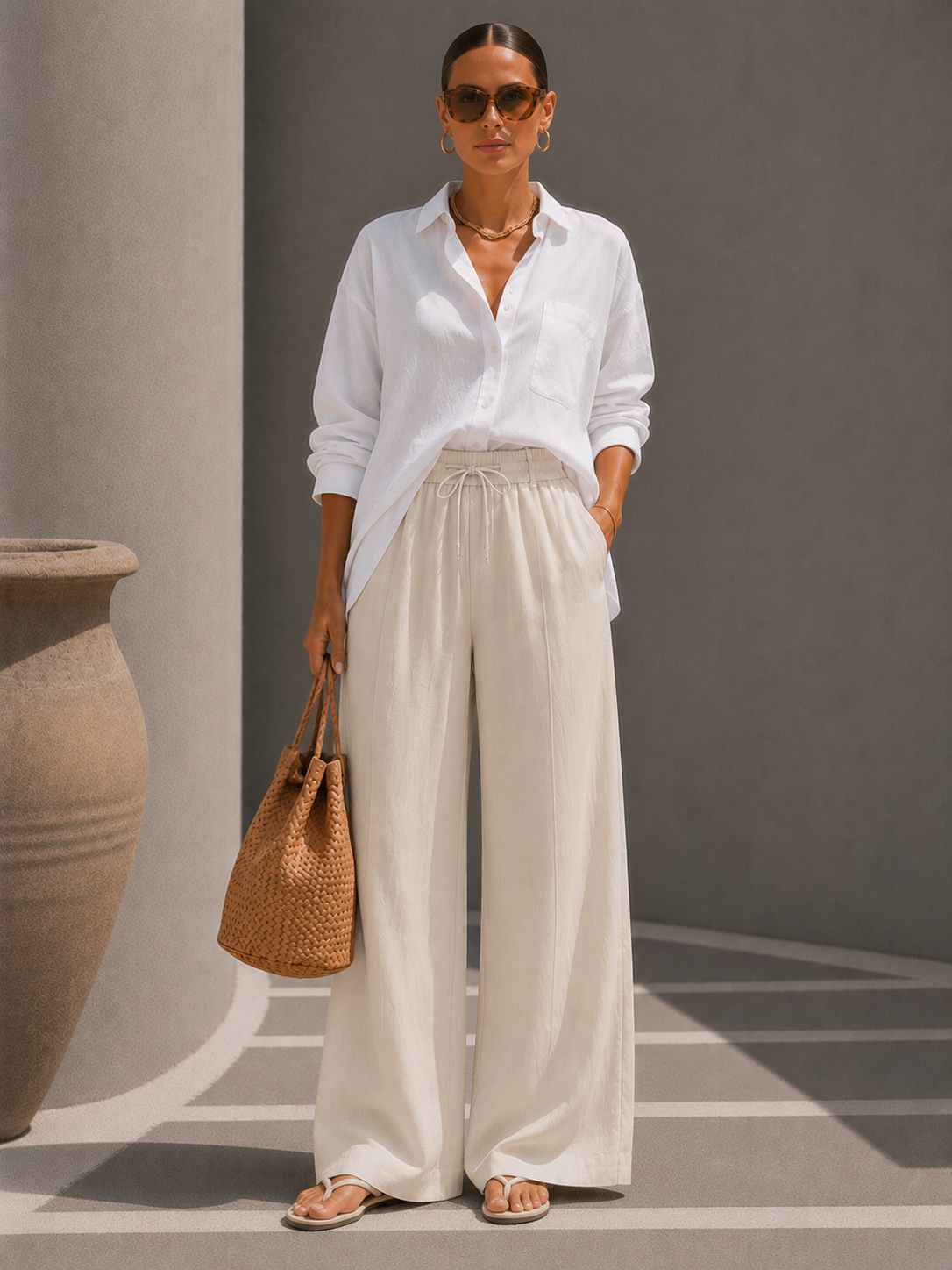 Hélène | Pantalon Large Élégant