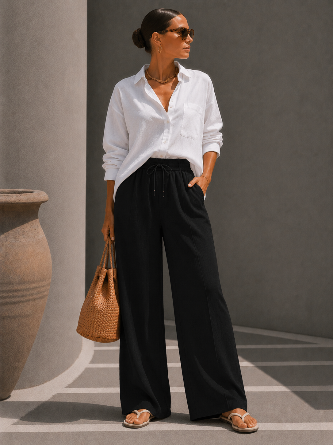 Hélène | Pantalon Large Élégant