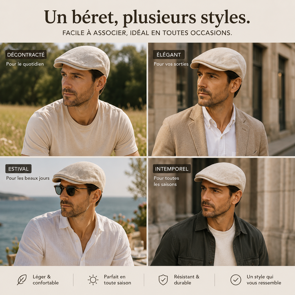 Gabriel | Béret Homme en Lin d’Été
