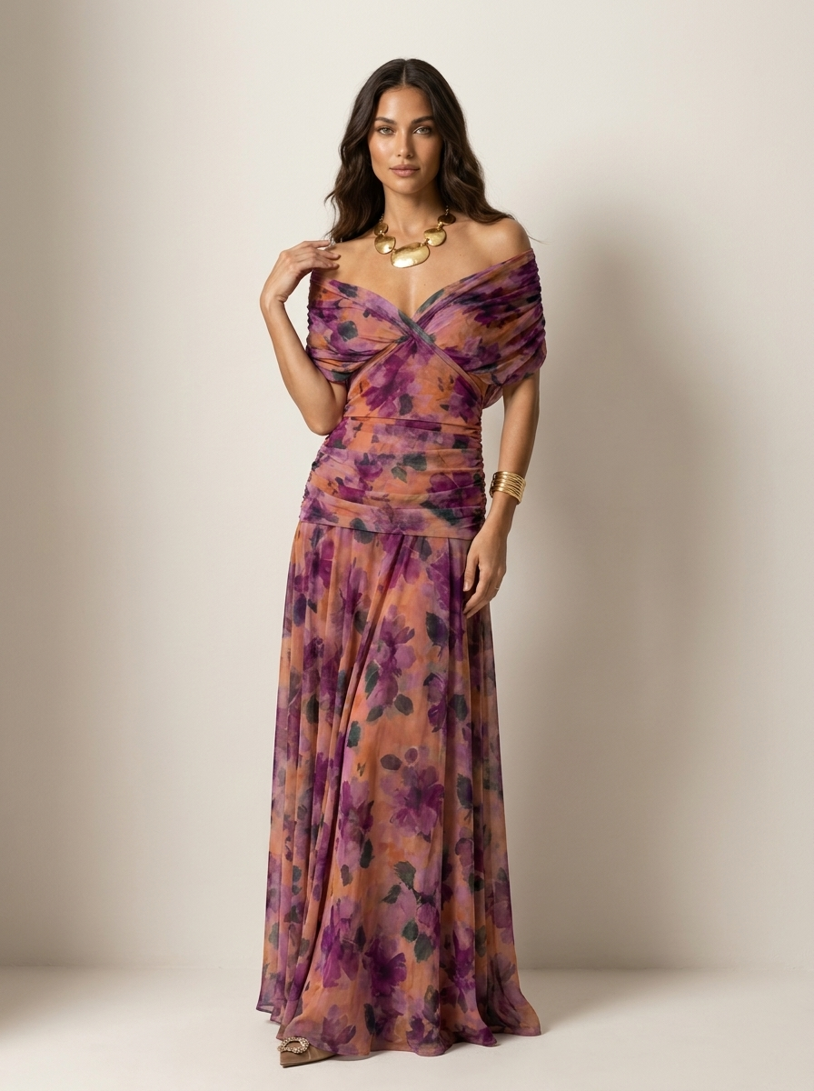 Béatrice | Robe Maxi de Soirée Plissée Élégante