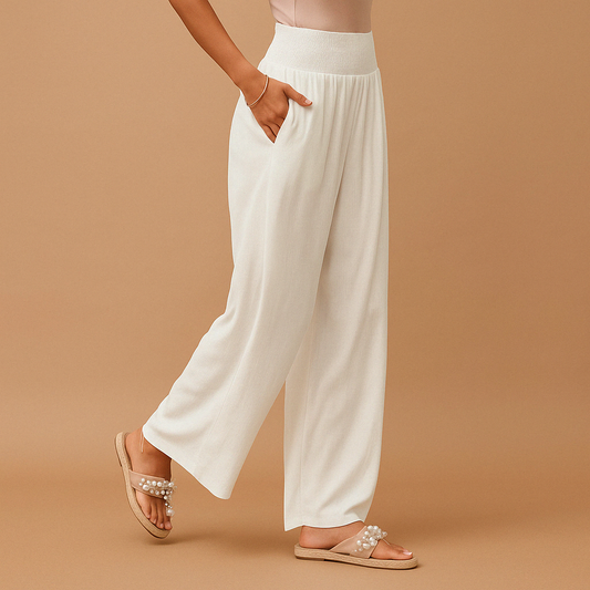 Amara | Pantalon fluide à taille smockée