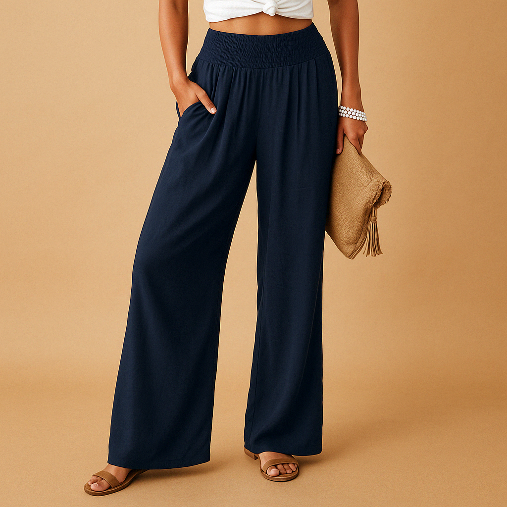 Amara | Pantalon fluide à taille smockée