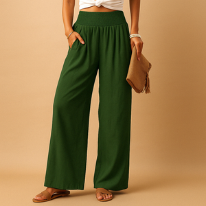 Amara | Pantalon fluide à taille smockée