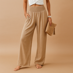 Amara | Pantalon fluide à taille smockée