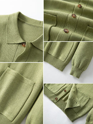 Pierre | Cardigan Confortable en Maille à Col Polo