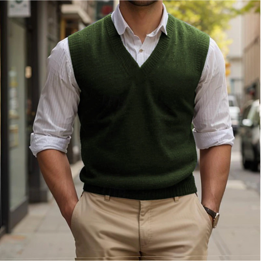 Elia | Pull sans manches vintage à col en V pour homme