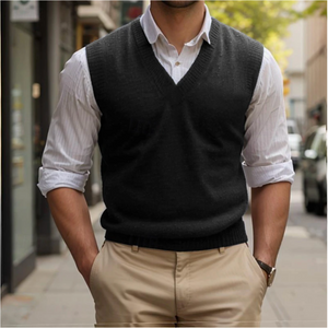 Elia | Pull sans manches vintage à col en V pour homme