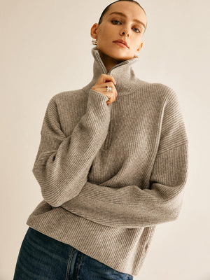Louna | Pull Femme Zippé à Col Montant
