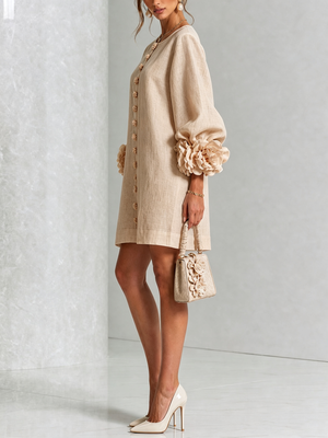 Élodie | Robe Mini Florale Blanche à Manches Élégantes