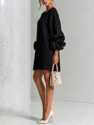 Élodie | Robe Mini Florale Blanche à Manches Élégantes