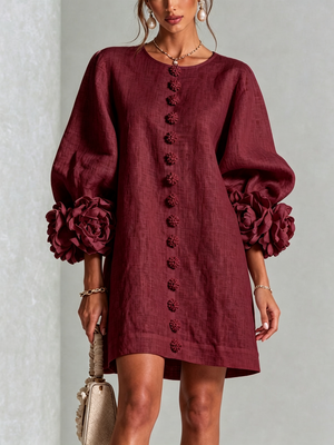 Élodie | Robe Mini Florale Blanche à Manches Élégantes