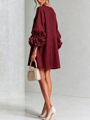 Élodie | Robe Mini Florale Blanche à Manches Élégantes