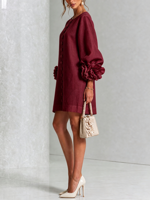 Élodie | Robe Mini Florale Blanche à Manches Élégantes