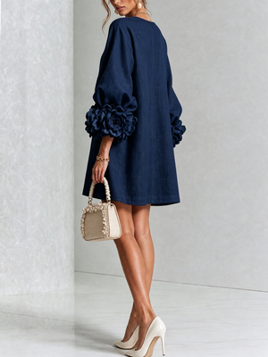 Élodie | Robe Mini Florale Blanche à Manches Élégantes