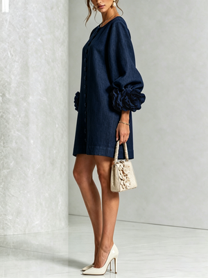 Élodie | Robe Mini Florale Blanche à Manches Élégantes