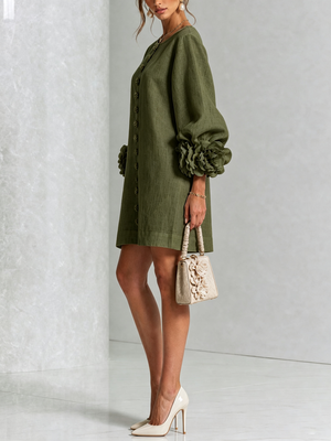 Élodie | Robe Mini Florale Blanche à Manches Élégantes