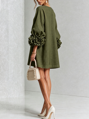 Élodie | Robe Mini Florale Blanche à Manches Élégantes