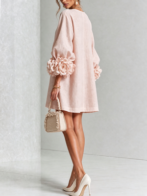 Élodie | Robe Mini Florale Blanche à Manches Élégantes