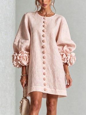 Élodie | Robe Mini Florale Blanche à Manches Élégantes