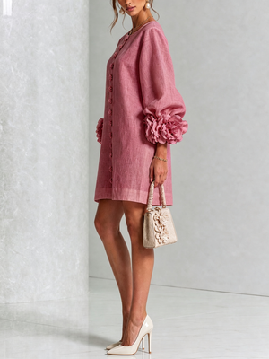 Élodie | Robe Mini Florale Blanche à Manches Élégantes