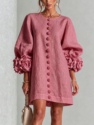 Élodie | Robe Mini Florale Blanche à Manches Élégantes