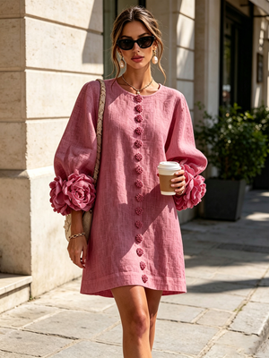 Élodie | Robe Mini Florale Blanche à Manches Élégantes