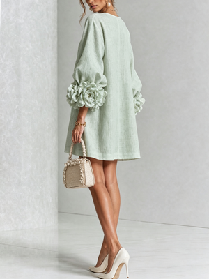 Élodie | Robe Mini Florale Blanche à Manches Élégantes