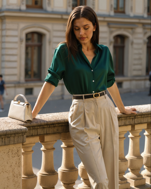 Améliane | Chemise Élégante en Satin pour Femme