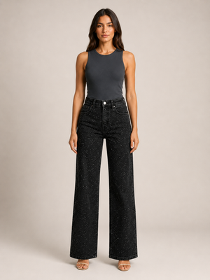 Ariane | Jean Taille Haute avec Détails Scintillants