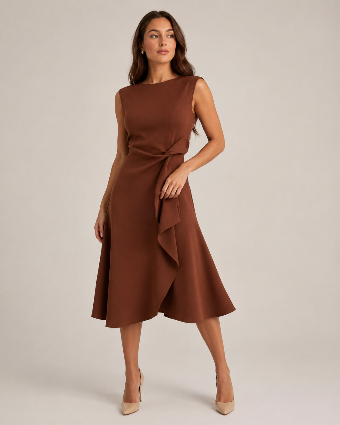 Eunice | Robe Midi Asymétrique avec Détail Boutonné