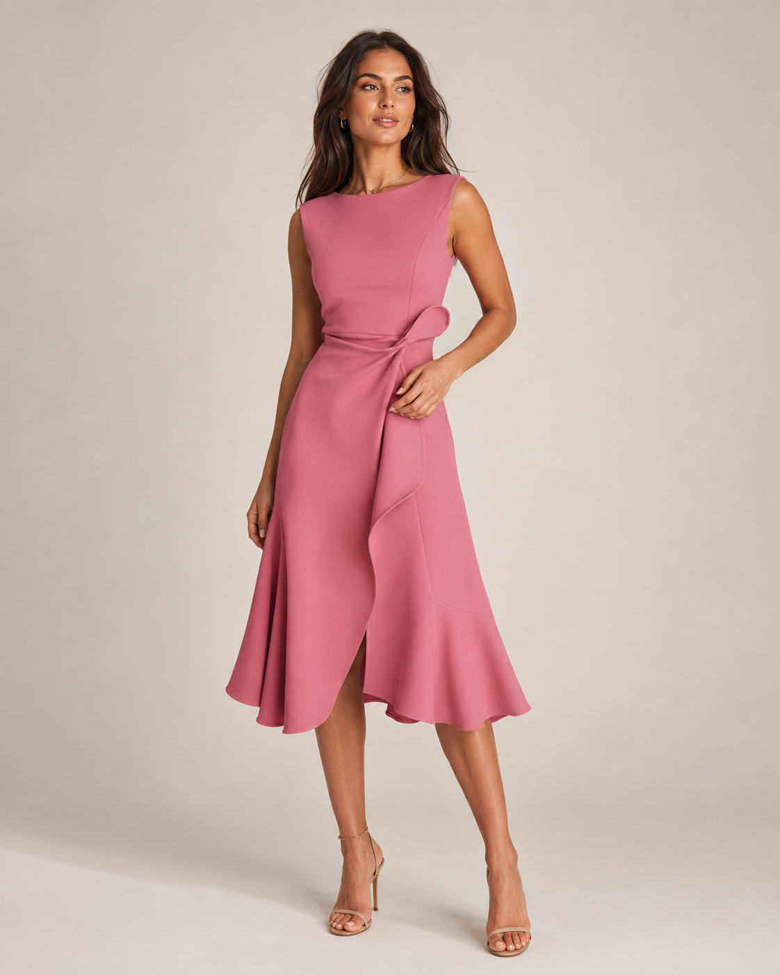 Eunice | Robe Midi Asymétrique avec Détail Boutonné