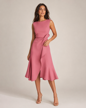 Eunice | Robe Midi Asymétrique avec Détail Boutonné