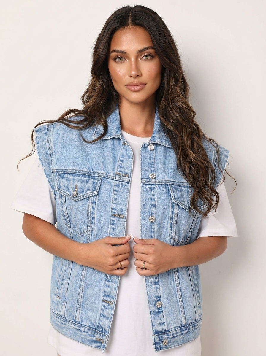 Mélanie | Gilet en Denim au Style Vintage