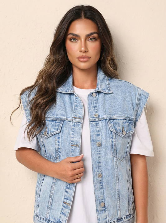 Mélanie | Gilet en Denim au Style Vintage