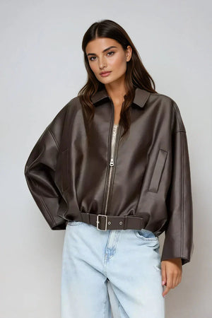 Sacha | Veste en Cuir Marron
