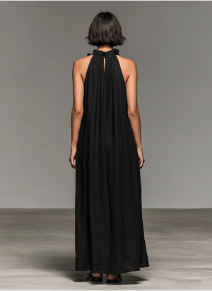 Adèle | Robe longue sans manches à volants avec poches