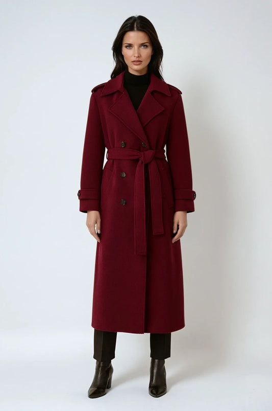 Isabelle | Trench-Coat Long en Laine avec Ceinture