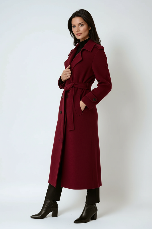 Isabelle | Trench-Coat Long en Laine avec Ceinture