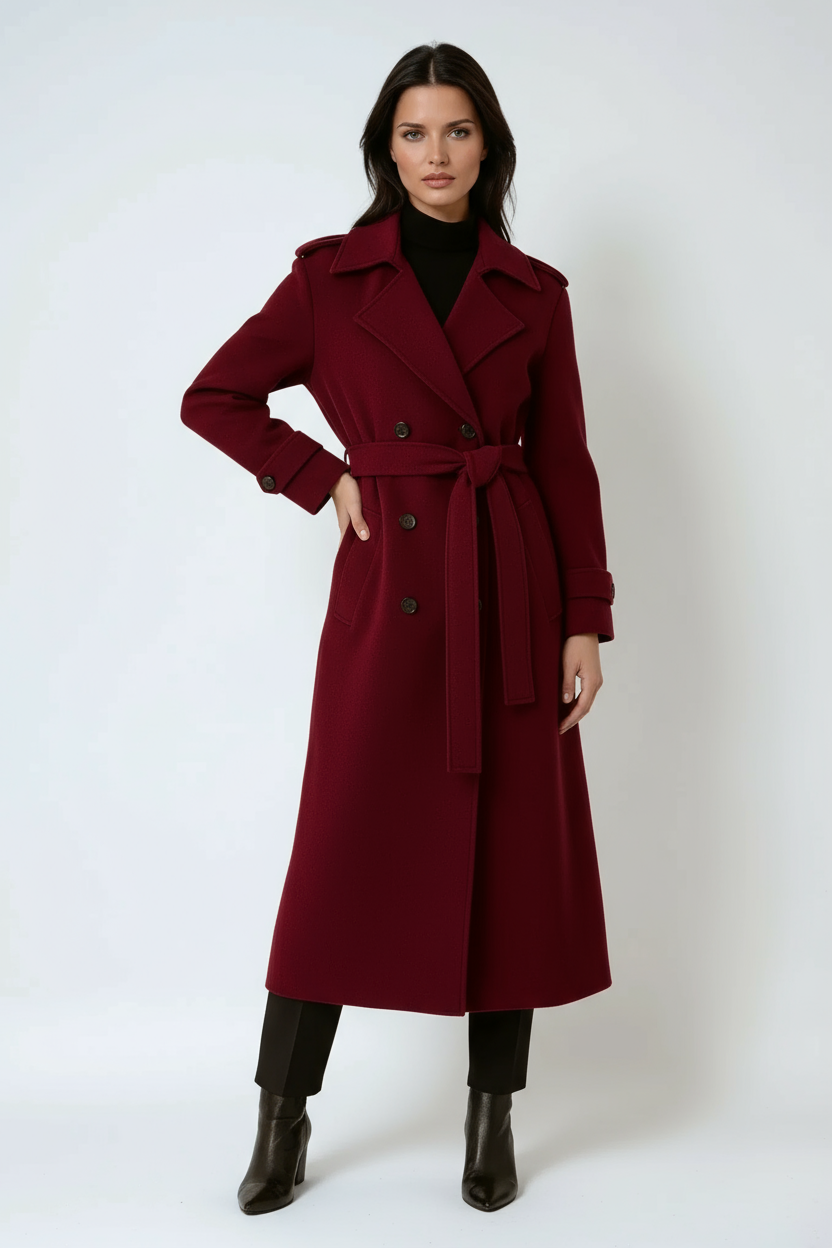 Isabelle | Trench-Coat Long en Laine avec Ceinture