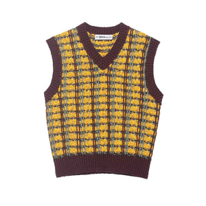 Mélissa | Pull Sans Manches Oversize à Carreaux et Col V