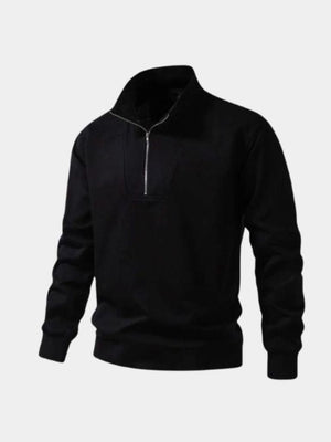 Marcel | Sweat-shirt zippé noir à col élégant
