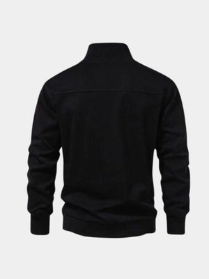 Marcel | Sweat-shirt zippé noir à col élégant